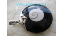 Black Shiva Eyes Pendant Silver