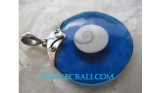 Blue Shiva Resin Shell Pendant