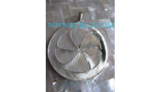 Carved Mother Pearl Silver Pendant