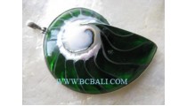 Green Abalone Shell Pendant Silver
