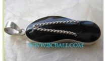 Pendant Black Shell Silver Sandals
