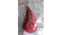 Red Coral Silver Pendant