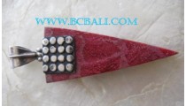 Red Coral Silver Pendant Bali