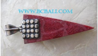 Red Coral Silver Pendant Bali