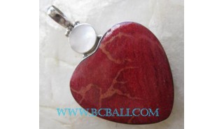 Red Coral With Stone Pendant