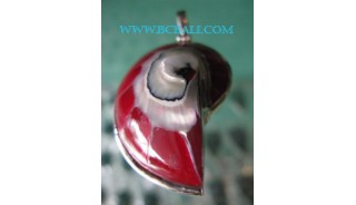 Red Nautilus Pendant Silver