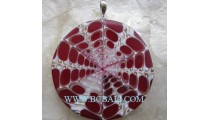 Red Resin Shell Pendant Silver