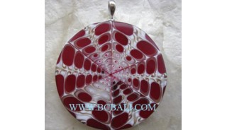 Red Resin Shell Pendant Silver