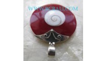 Red Shiva Eyes Pendant Silver