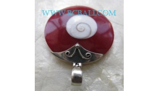 Red Shiva Eyes Pendant Silver