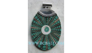 Resin Shell Silver Pendant Silver