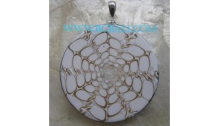 Resin With Shell Silver Pendant