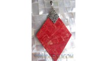 Silver Carved On Pendant Red Coral