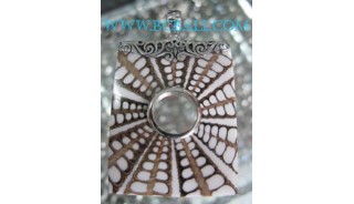 Square Pendant Silver Shell