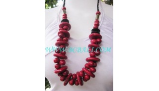 Angela Wooden Seeds Bead Necklaces Red