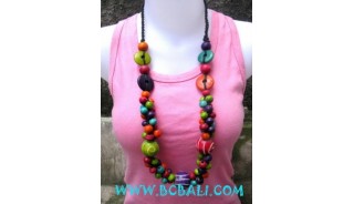 Beaded Wood Necklaces Mix Color