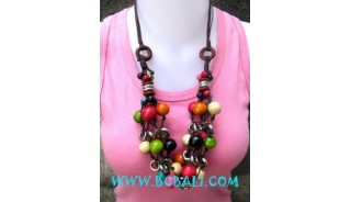 Multi Color Wooden Beads Necklaces