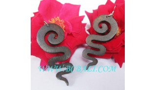 Spiral Woods Earring Carved Natural