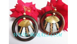 New Handmade Woods Earring with Shells