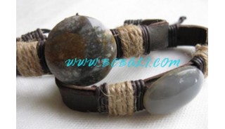 Hand Made Leather Stone Bracelets