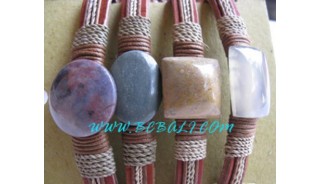 Leather Ladies Stone Bracelets