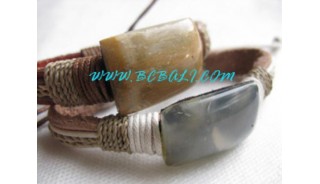 Natural Stone Coral Leather Bracelets
