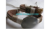 Natural Stone Leather Bracelets