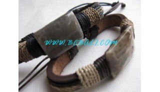 Stone Carved Leather Bracelets