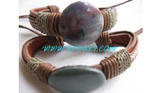 Stone Leather Bracelets