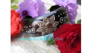 Black Wooden Hand Painting Bangles