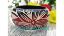 Flowers Carving Wooden Bangle
