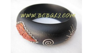 Woman Wooden Bracelets Painted