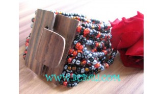 Beads Bracelet Woods Buckle
