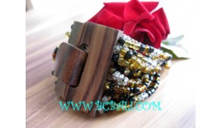 Beads Bracelets Wooden Buckle