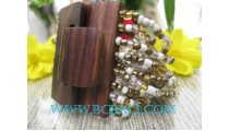 Golden Bead Bracelet With Buckle Wood