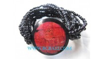Red Coral Bead Bracelet Resin