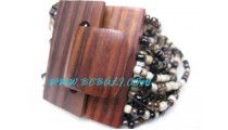 Wood Beads Bracelets Buckle