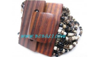 Wood Beads Bracelets Buckle