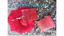 Red Coral Stick Earrings