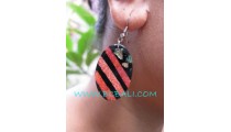 Red Coral Zebra Earring Shells