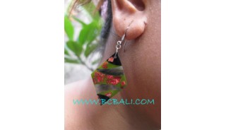 Resin Seashells Green Earring