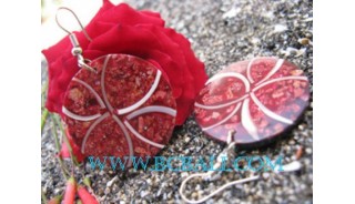 Shell Red Coral Earrings