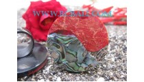 Paua Shell And Red Coral Finger Rings