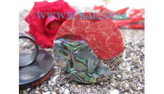 Paua Shell And Red Coral Finger Rings