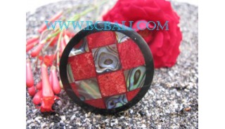 Red Coral Paua Shell Finger Rings