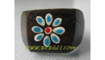 Wood Painting Rings Flower