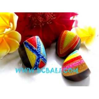 Wooden Finger Rings Colored