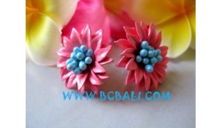 Beads Earrings Mix Leather