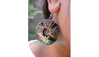 Black Wooden Earring Painted