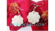 Bone Earring Floral Carved